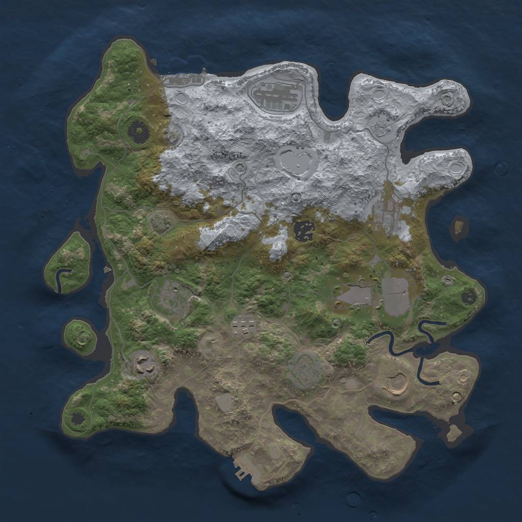 Rust Map: Procedural Map, Size: 3550, Seed: 45137146, 17 Monuments