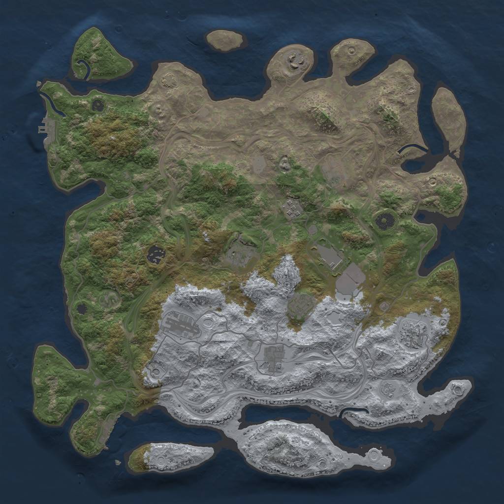 Rust Map: Procedural Map, Size: 4250, Seed: 72385236, 18 Monuments