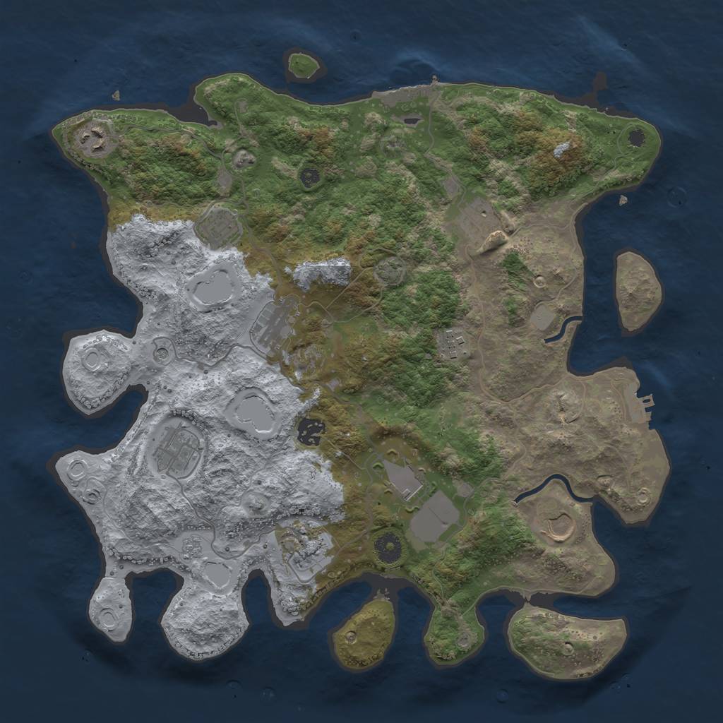 Rust Map: Procedural Map, Size: 3800, Seed: 64658706, 18 Monuments