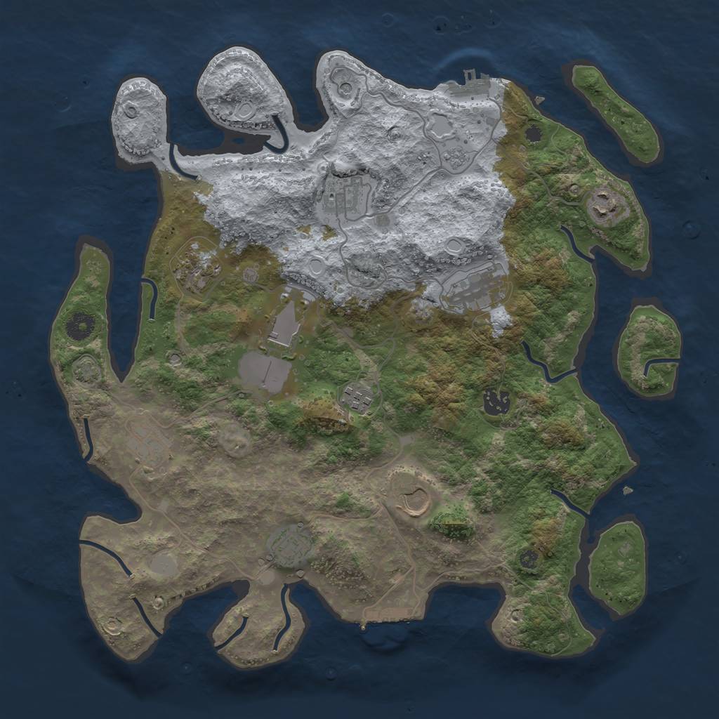 Rust Map: Procedural Map, Size: 3800, Seed: 17622416, 18 Monuments