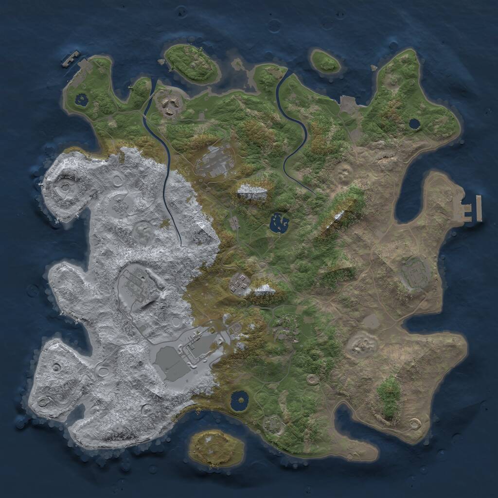 Rust Map: Procedural Map, Size: 3800, Seed: 57841735, 14 Monuments