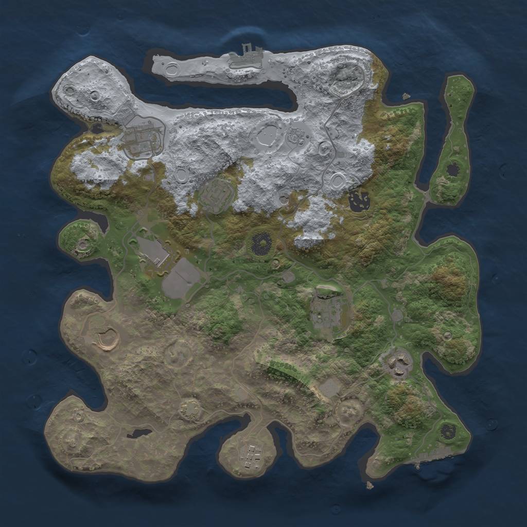 Rust Map: Procedural Map, Size: 3500, Seed: 897808, 16 Monuments