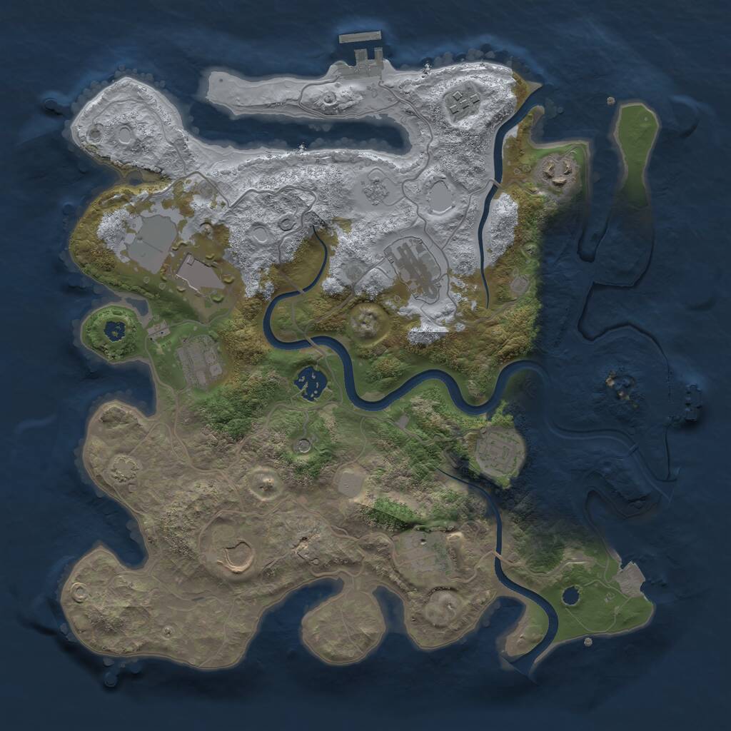 Rust Map: Procedural Map, Size: 3500, Seed: 897808, 15 Monuments