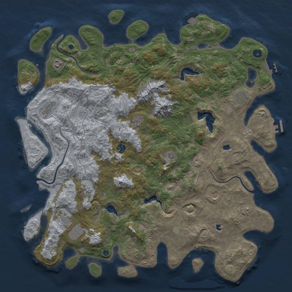 Rust Map: Procedural Map, Size: 5000, Seed: 5187096, 16 Monuments