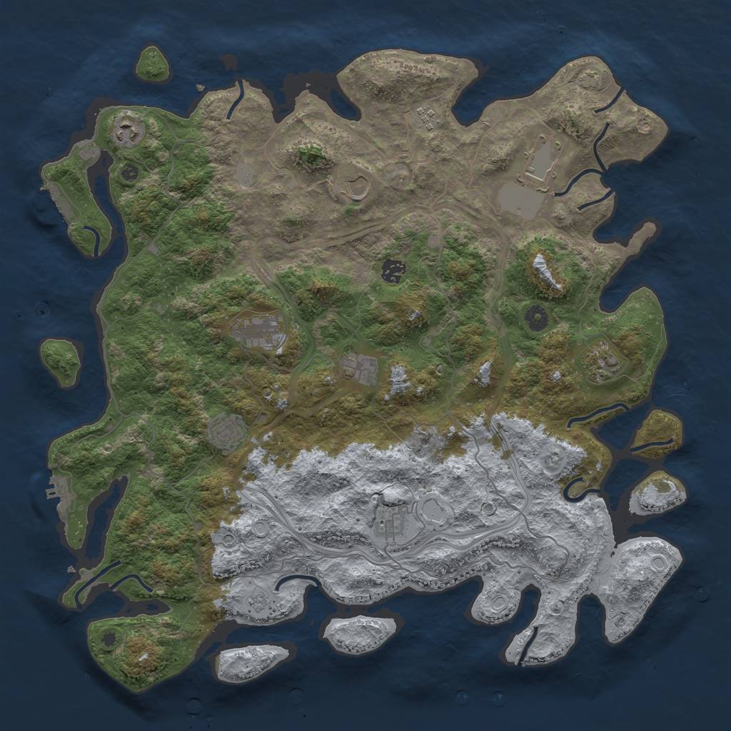Rust Map: Procedural Map, Size: 4500, Seed: 3141, 18 Monuments