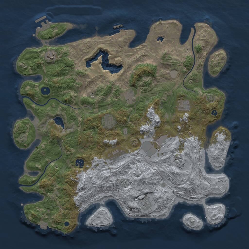 Rust Map: Procedural Map, Size: 4250, Seed: 3456436, 16 Monuments