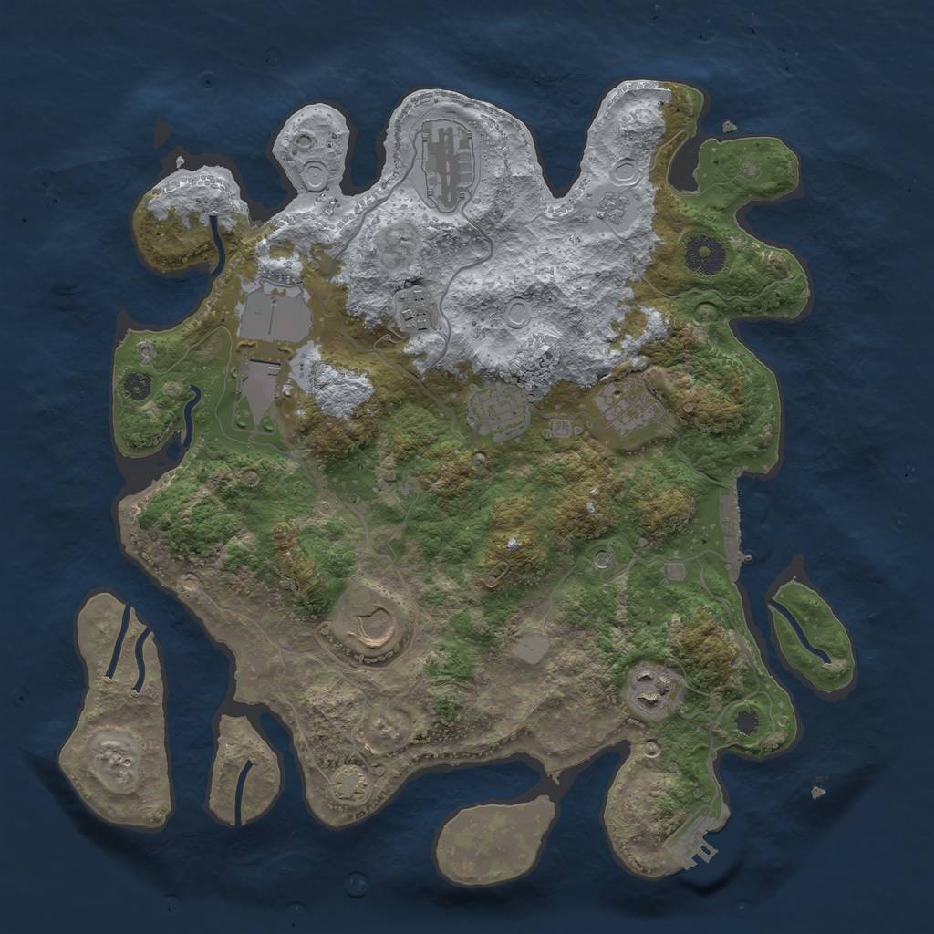 Rust Map: Procedural Map, Size: 3500, Seed: 5909885, 15 Monuments