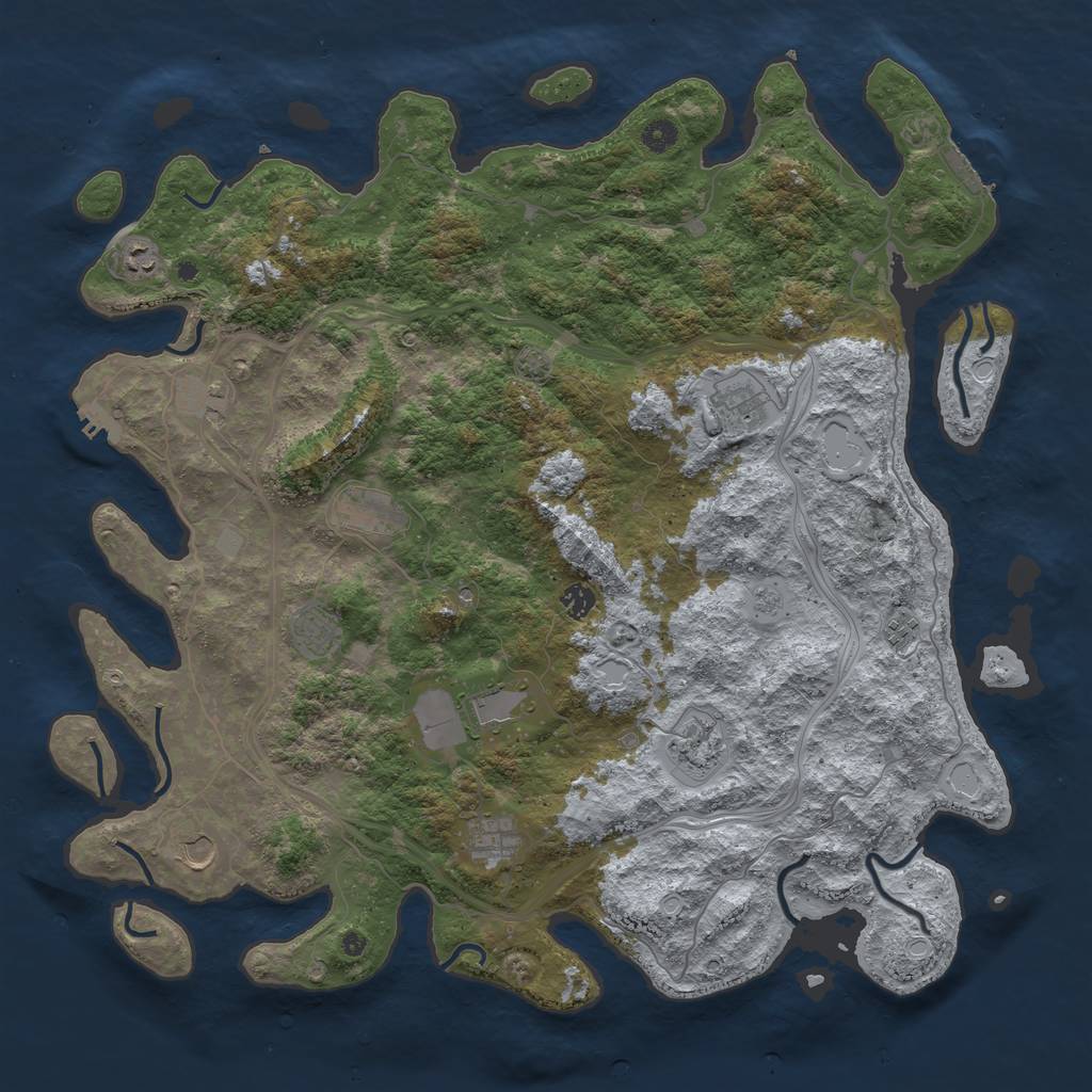 Rust Map: Procedural Map, Size: 4800, Seed: 1917087487, 19 Monuments