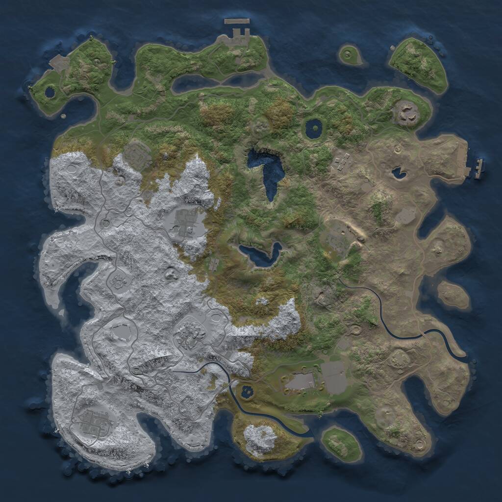Rust Map: Procedural Map, Size: 4000, Seed: 1217835111, 14 Monuments