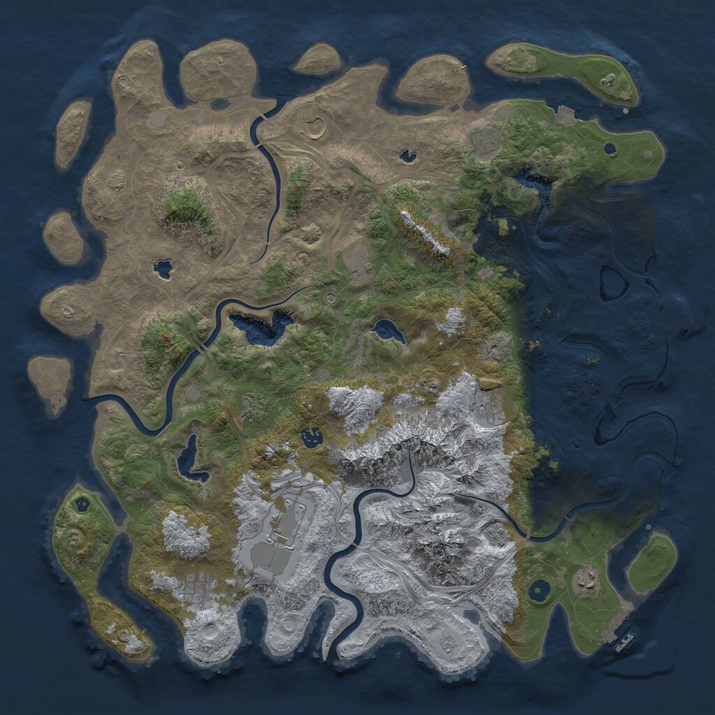 Rust Map: Procedural Map, Size: 5000, Seed: 1181940422, 16 Monuments