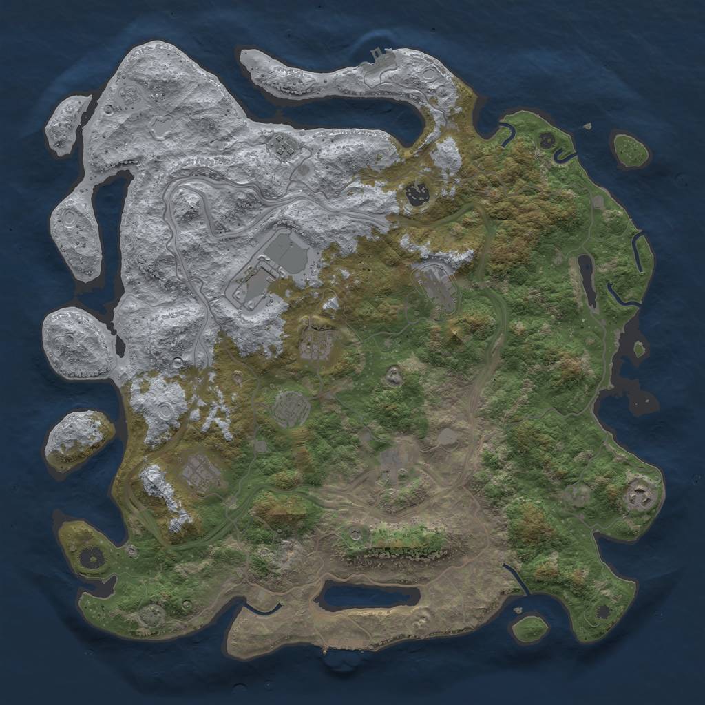 Rust Map: Procedural Map, Size: 4500, Seed: 1916212859, 17 Monuments