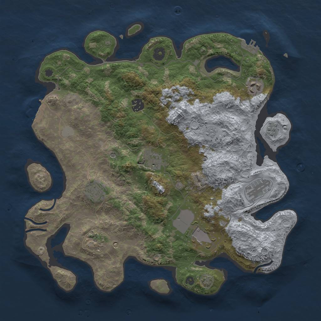 Rust Map: Procedural Map, Size: 3700, Seed: 65207875, 16 Monuments