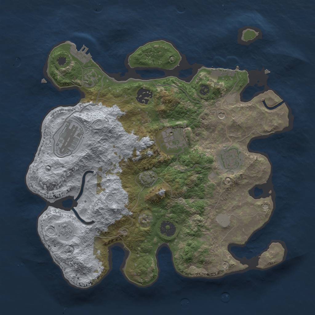 Rust Map: Procedural Map, Size: 3000, Seed: 981781905, 12 Monuments
