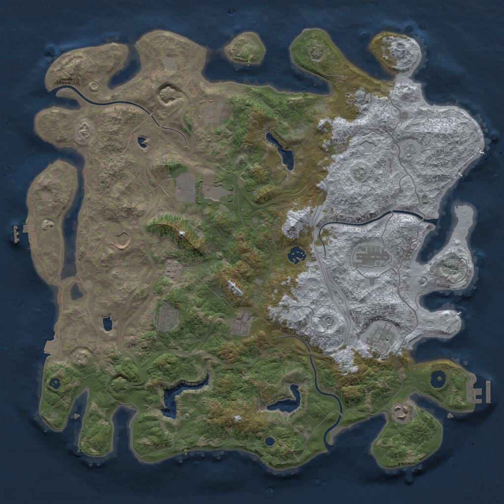 Rust Map: Procedural Map, Size: 4500, Seed: 8343472, 17 Monuments