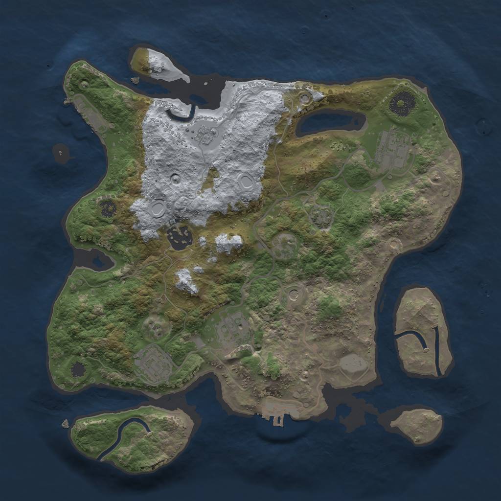 Rust Map: Procedural Map, Size: 3000, Seed: 905084565, 12 Monuments