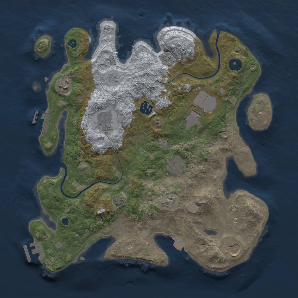 Rust Map: Procedural Map, Size: 3500, Seed: 1437848443, 13 Monuments