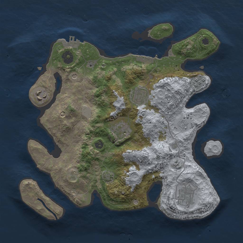 Rust Map: Procedural Map, Size: 3000, Seed: 1338458072, 13 Monuments