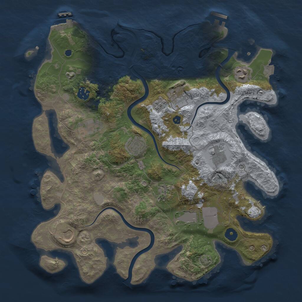 Rust Map: Procedural Map, Size: 3650, Seed: 87873753, 16 Monuments