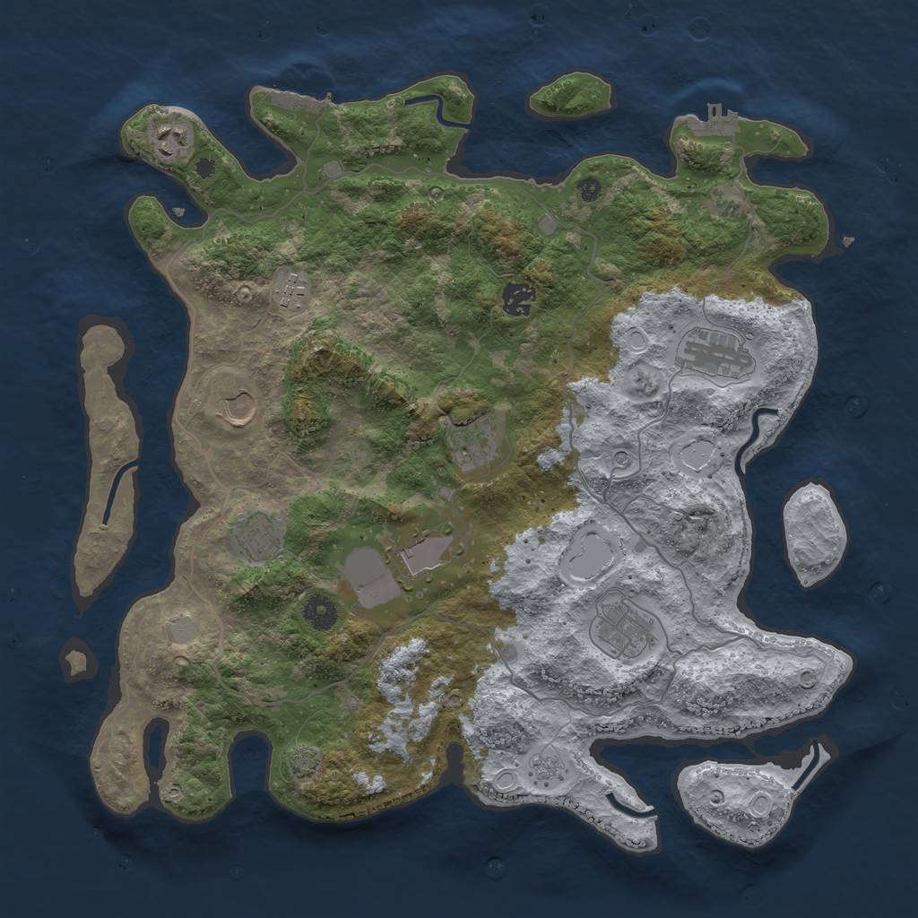 Rust Map: Procedural Map, Size: 4000, Seed: 25069264, 17 Monuments