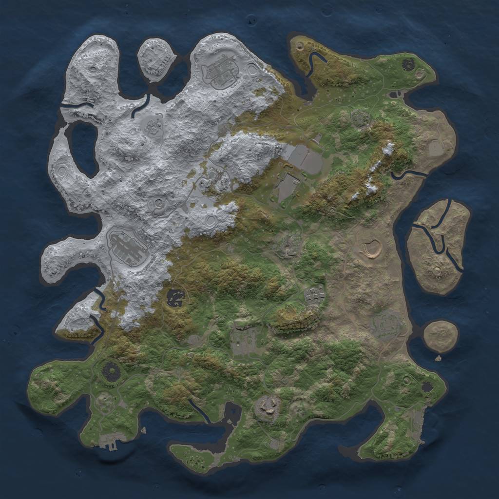 Rust Map: Procedural Map, Size: 3950, Seed: 20778784, 18 Monuments
