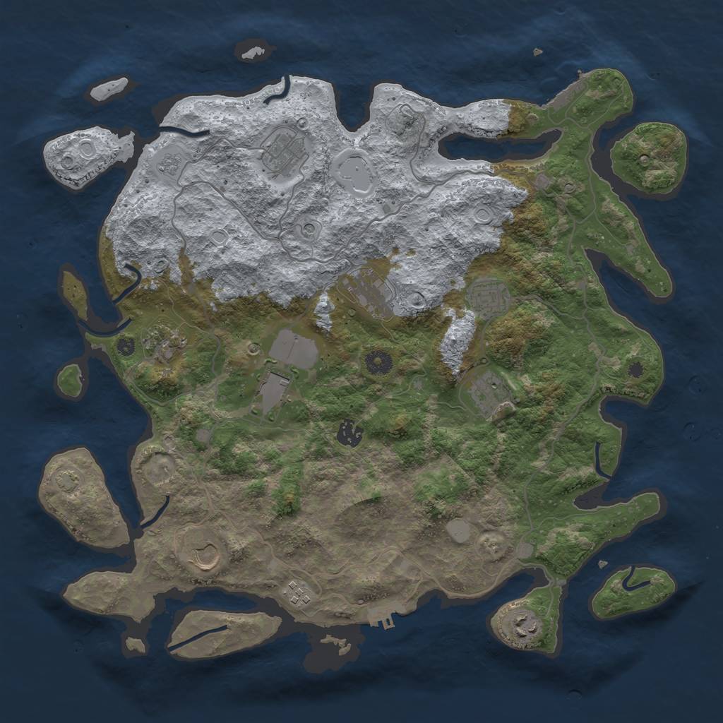 Rust Map: Procedural Map, Size: 4100, Seed: 10283036, 18 Monuments
