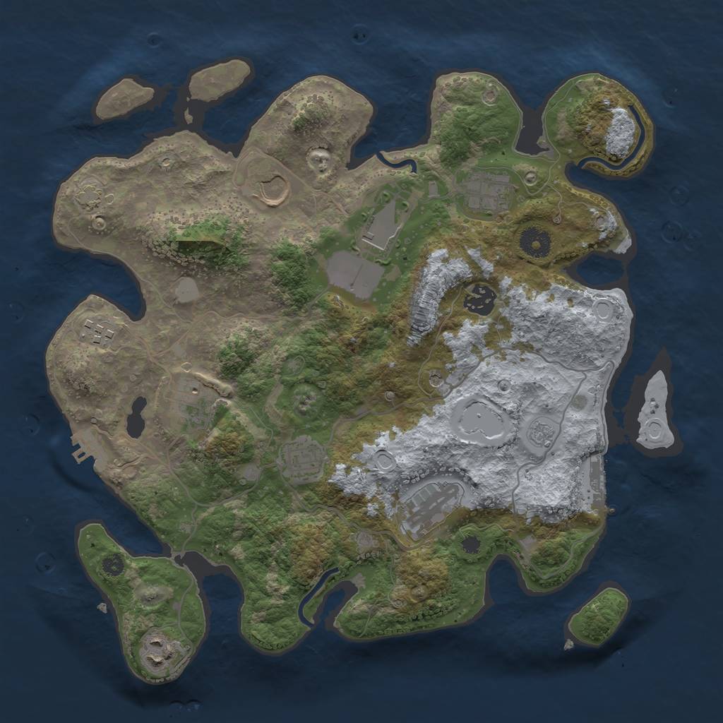 Rust Map: Procedural Map, Size: 3500, Seed: 227184495, 17 Monuments