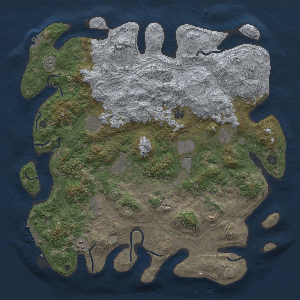 Rust Map: Procedural Map, Size: 4500, Seed: 999967, 19 Monuments