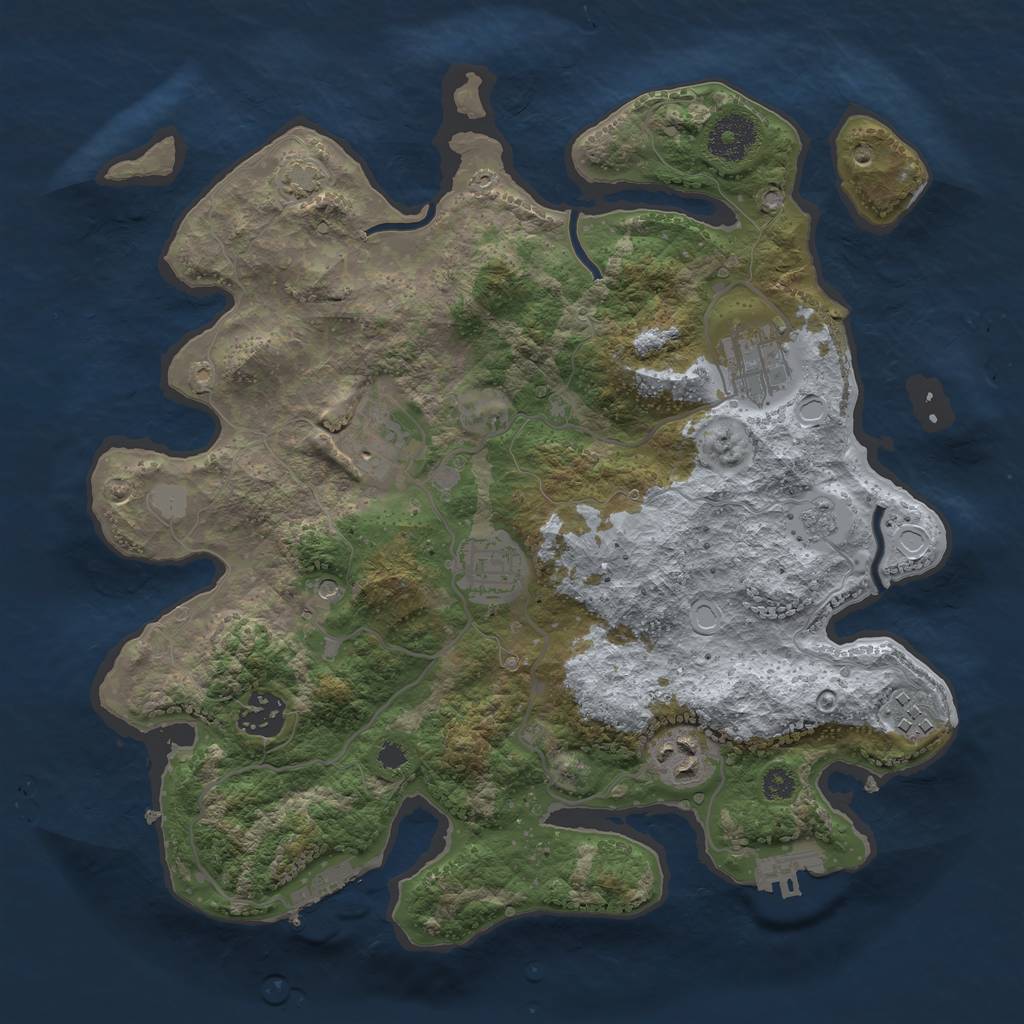 Rust Map: Procedural Map, Size: 3250, Seed: 32537, 14 Monuments
