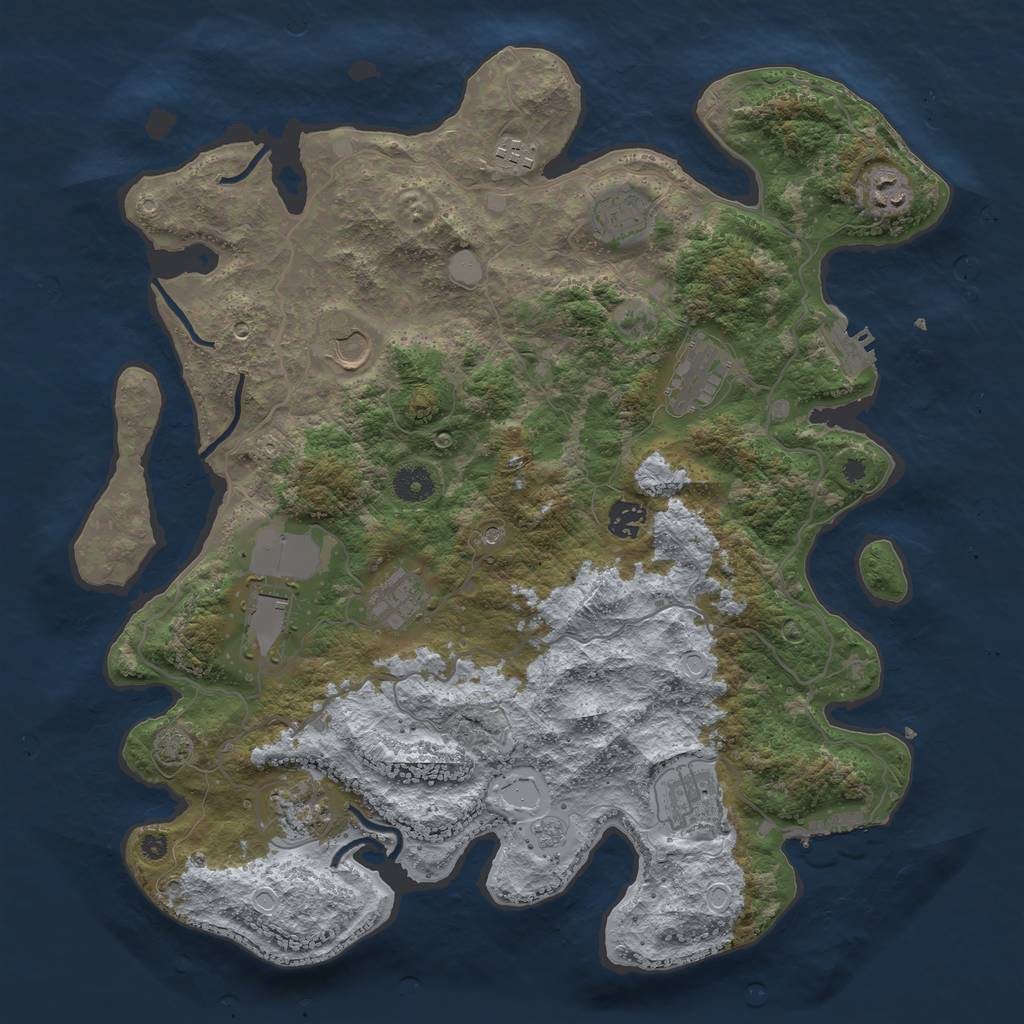 Rust Map: Procedural Map, Size: 4000, Seed: 730, 18 Monuments