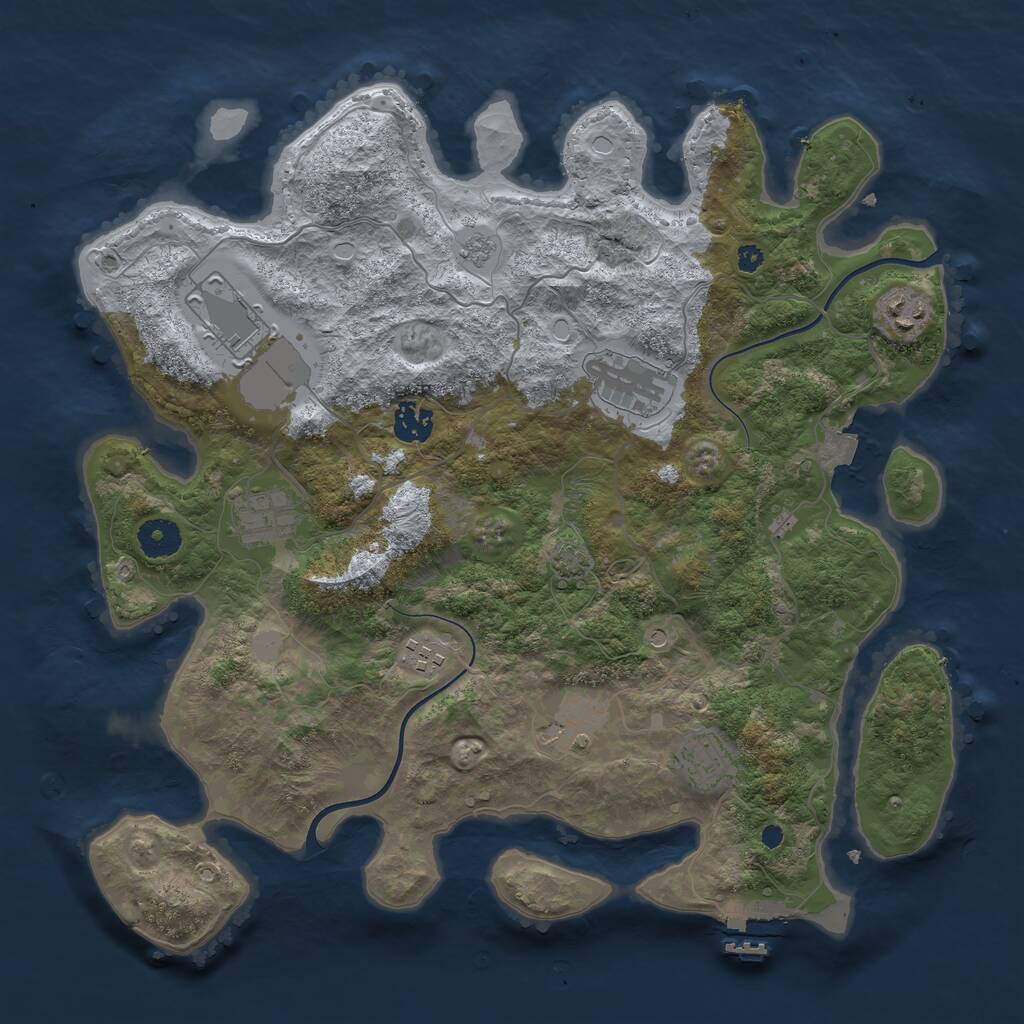 Rust Map: Procedural Map, Size: 3750, Seed: 1762274775, 13 Monuments