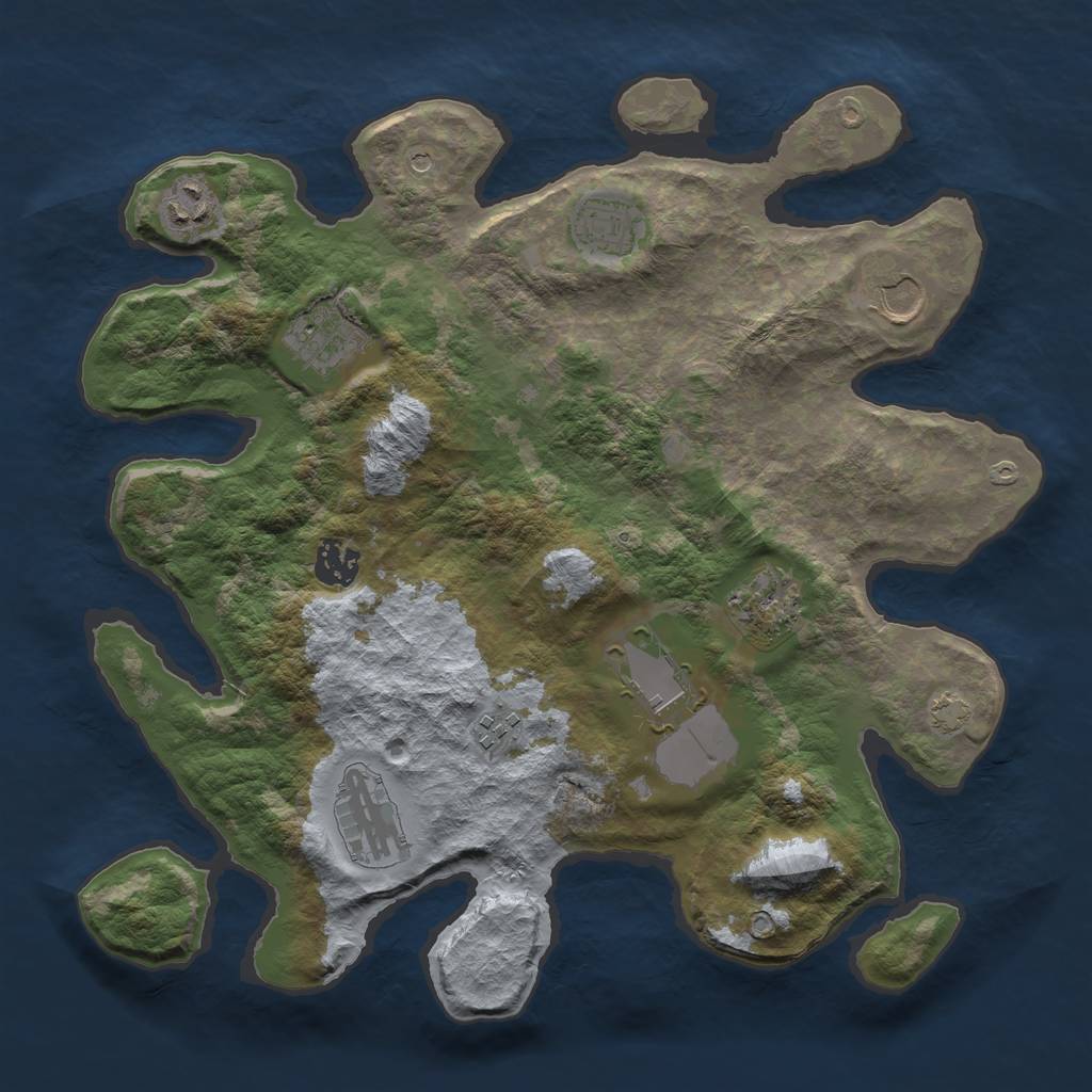 Rust Map: Barren, Size: 3500, Seed: 473540075, 13 Monuments