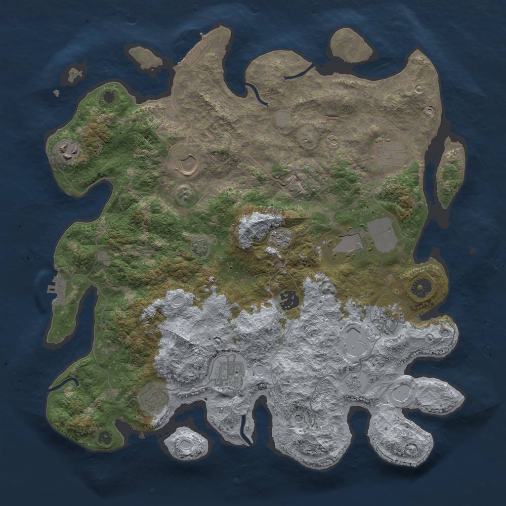 Rust Map: Procedural Map, Size: 3850, Seed: 60203654, 17 Monuments