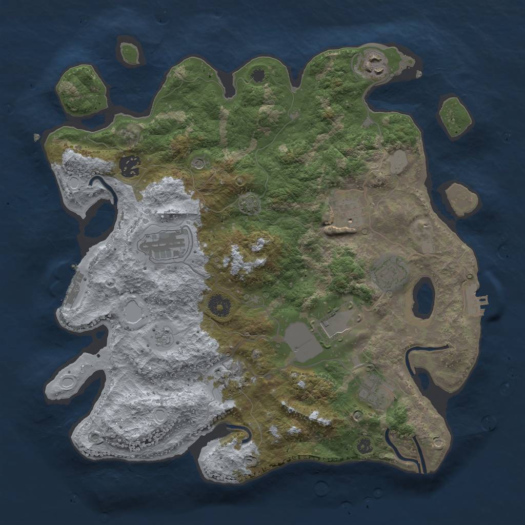 Rust Map: Procedural Map, Size: 3500, Seed: 1344430, 16 Monuments