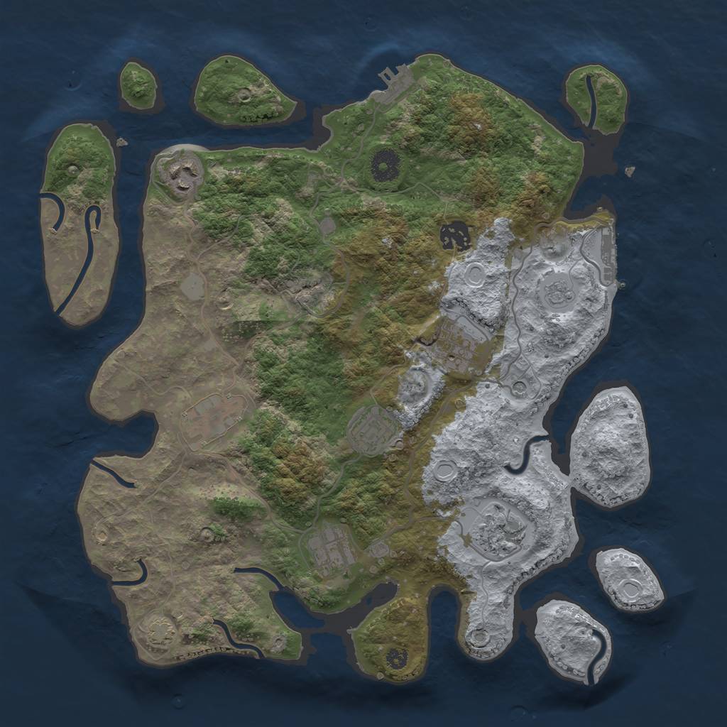 Rust Map: Procedural Map, Size: 3450, Seed: 48409784, 15 Monuments