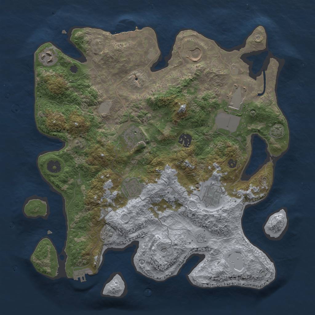 Rust Map: Procedural Map, Size: 3500, Seed: 71217226, 16 Monuments