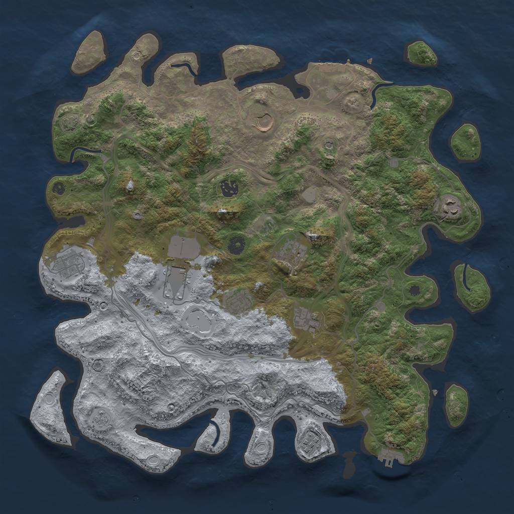 Rust Map: Procedural Map, Size: 4250, Seed: 1373826792, 17 Monuments