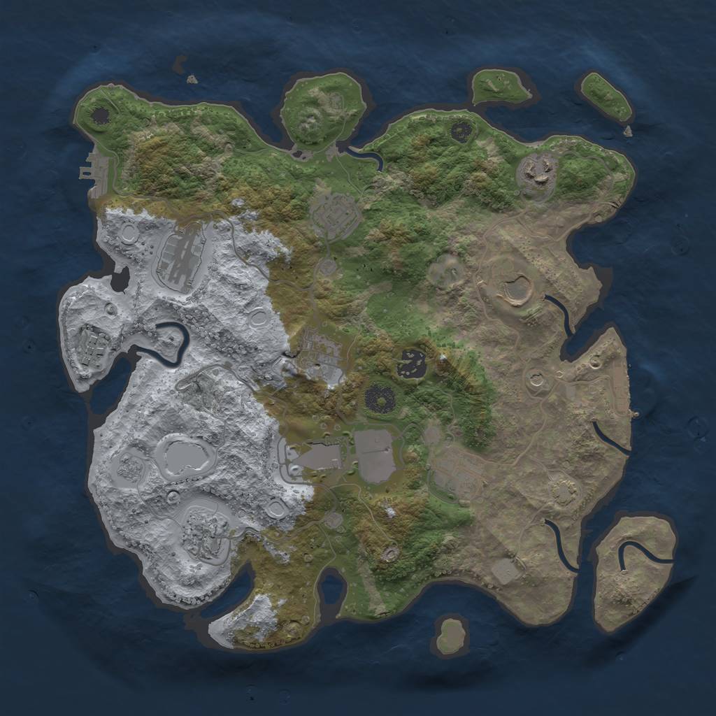 Rust Map: Procedural Map, Size: 3500, Seed: 1849309334, 18 Monuments