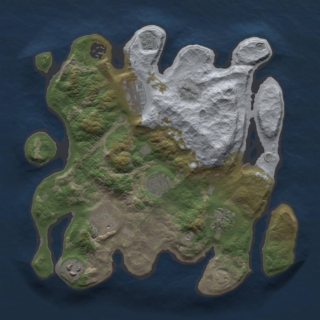 Rust Map: Barren, Size: 3000, Seed: 3431, 11 Monuments