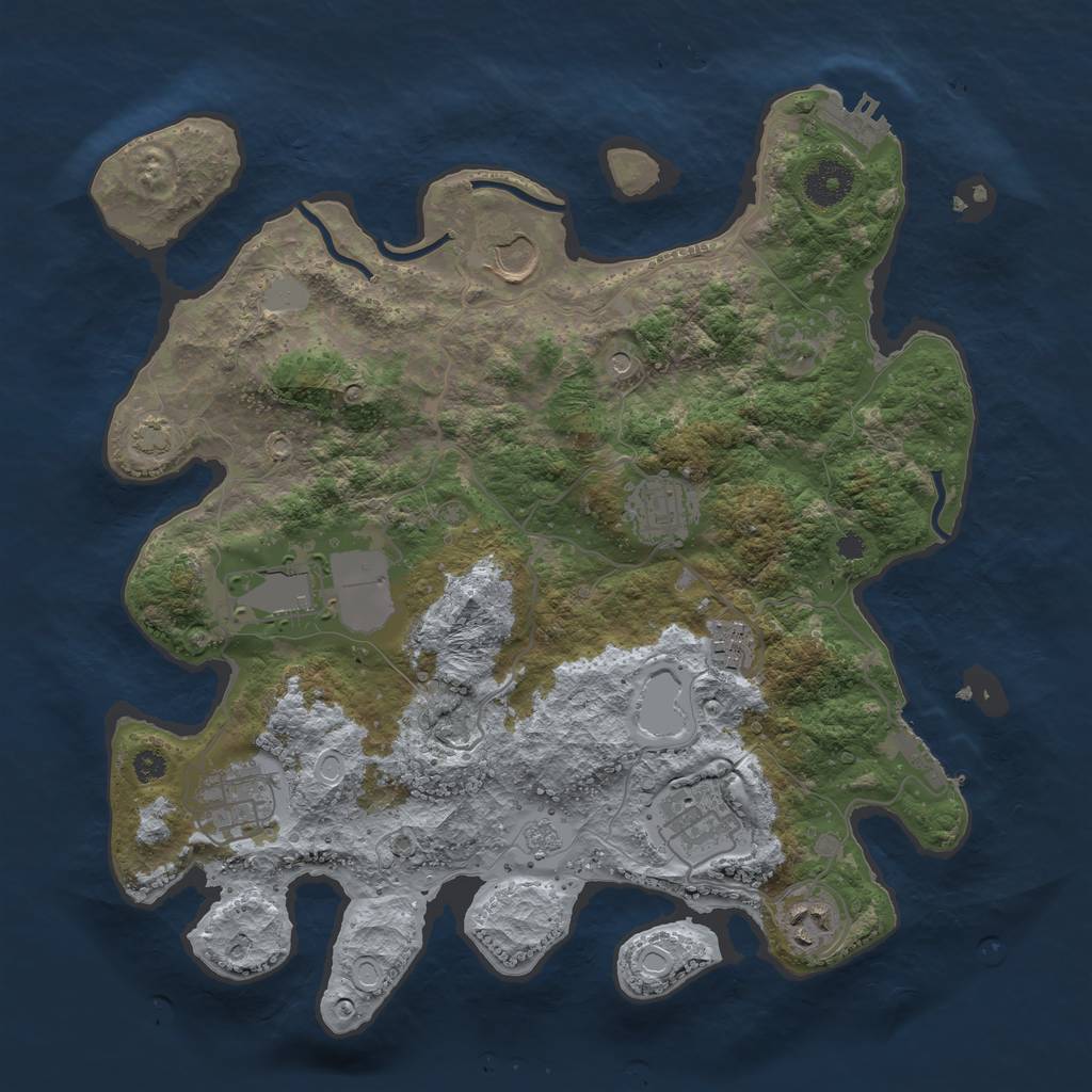 Rust Map: Procedural Map, Size: 3500, Seed: 1009999835, 15 Monuments