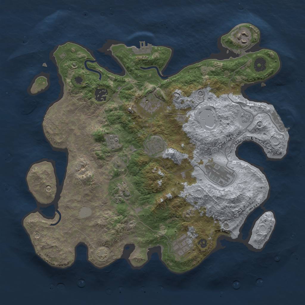 Rust Map: Procedural Map, Size: 3400, Seed: 74, 16 Monuments