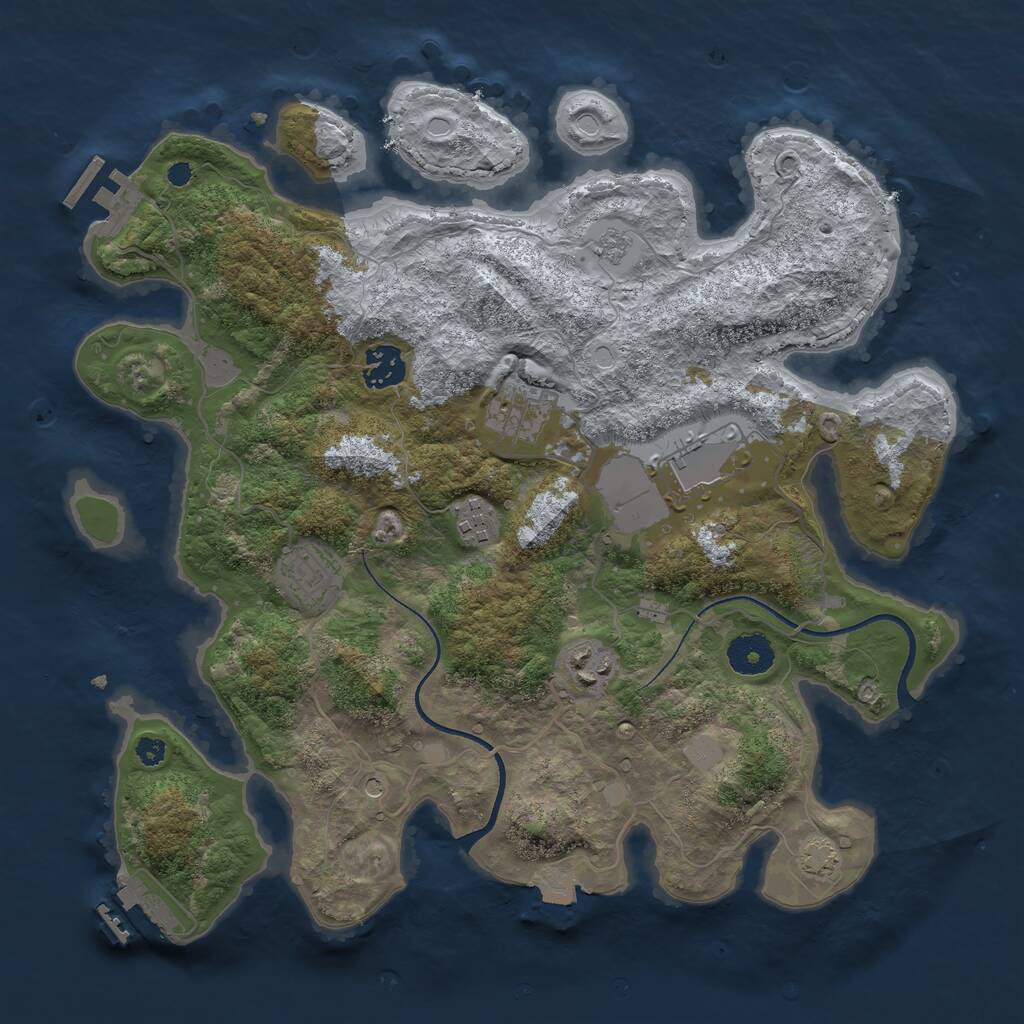 Rust Map: Procedural Map, Size: 3500, Seed: 1070920052, 12 Monuments