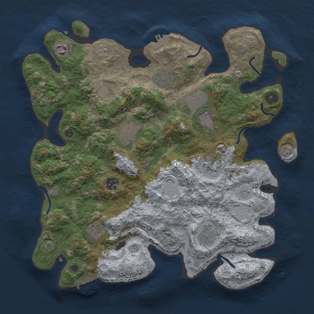 Rust Map: Procedural Map, Size: 3800, Seed: 50925908, 17 Monuments