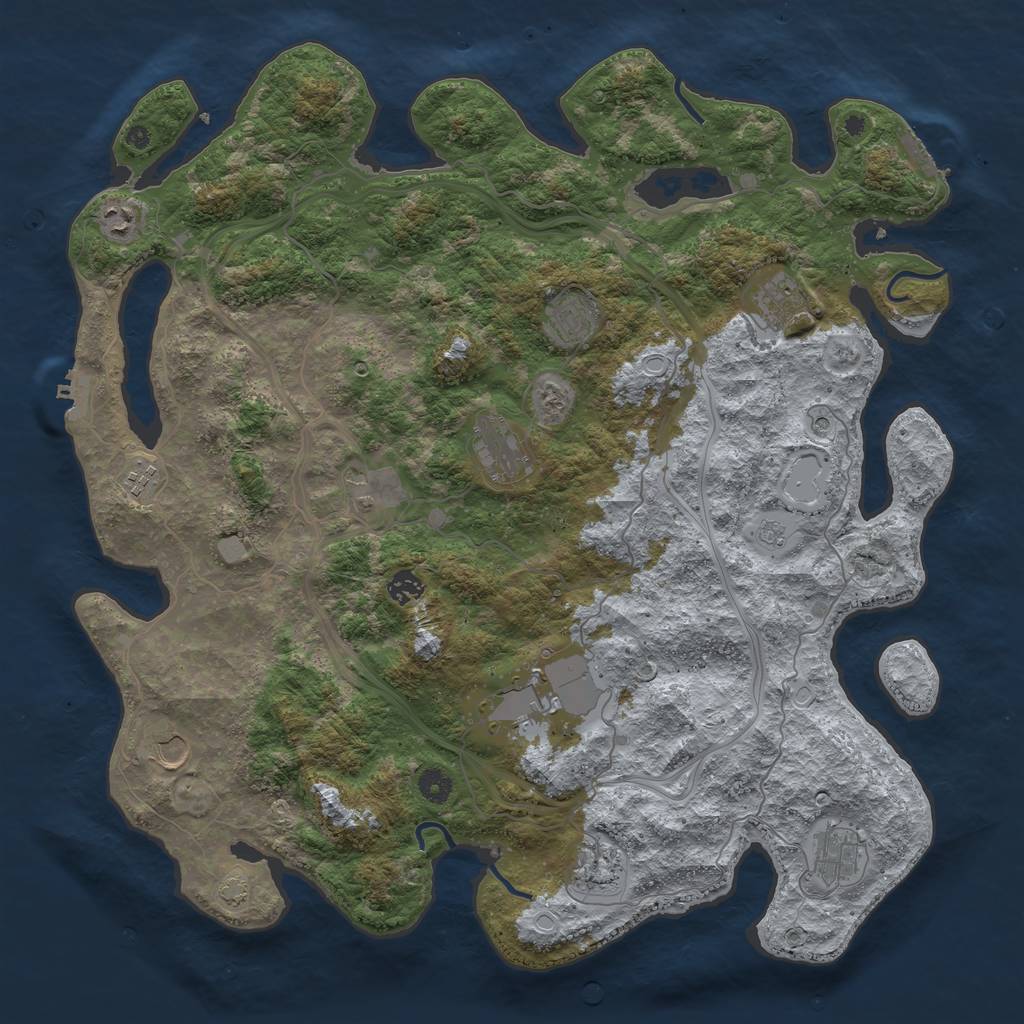 Rust Map: Procedural Map, Size: 4500, Seed: 447216235, 19 Monuments
