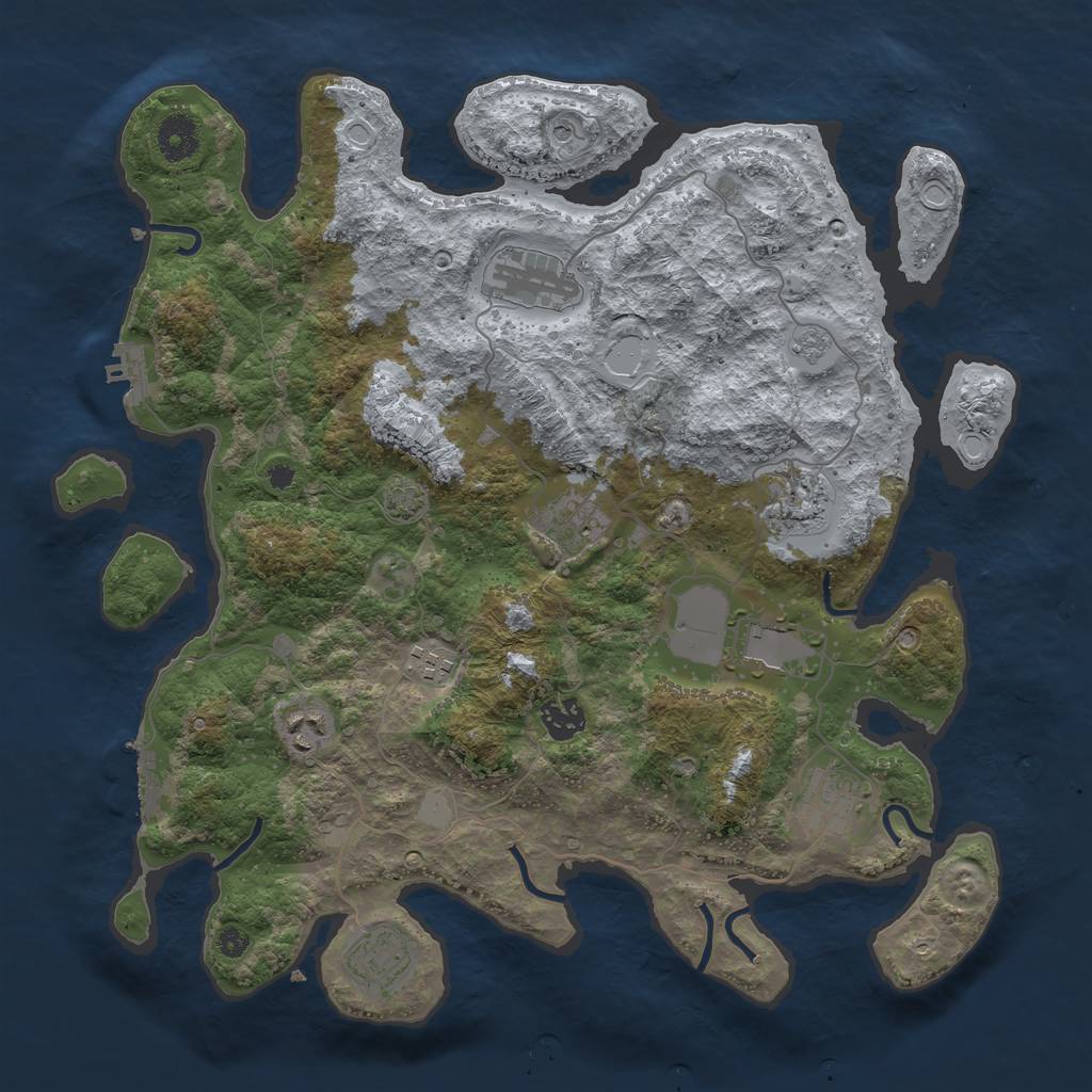 Rust Map: Procedural Map, Size: 3750, Seed: 41491145, 17 Monuments