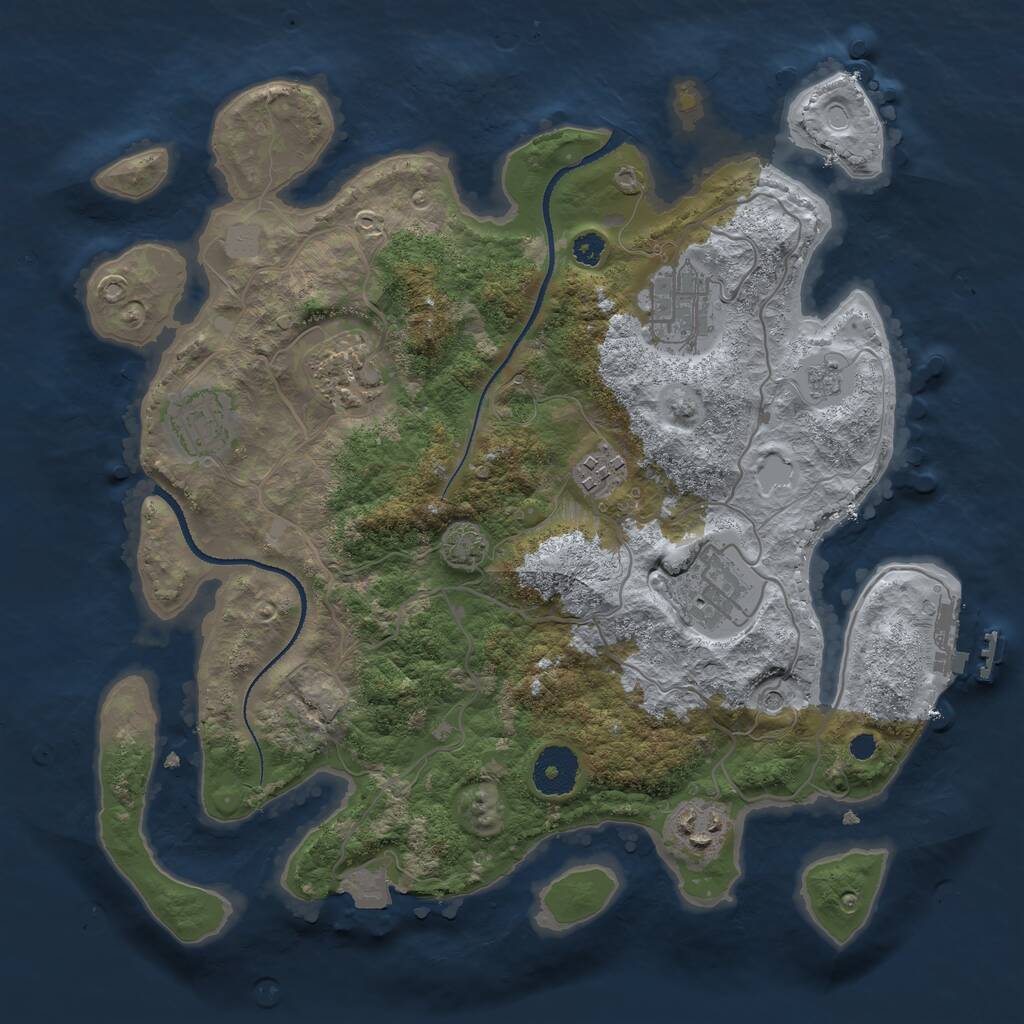 Rust Map: Procedural Map, Size: 3250, Seed: 1057712717, 11 Monuments