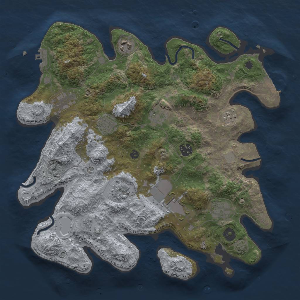 Rust Map: Procedural Map, Size: 3500, Seed: 331532566, 17 Monuments