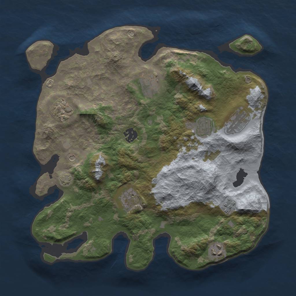 Rust Map: Barren, Size: 3300, Seed: 1570869218, 12 Monuments