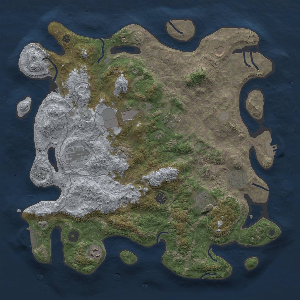 Rust Map: Procedural Map, Size: 4000, Seed: 441773544, 17 Monuments
