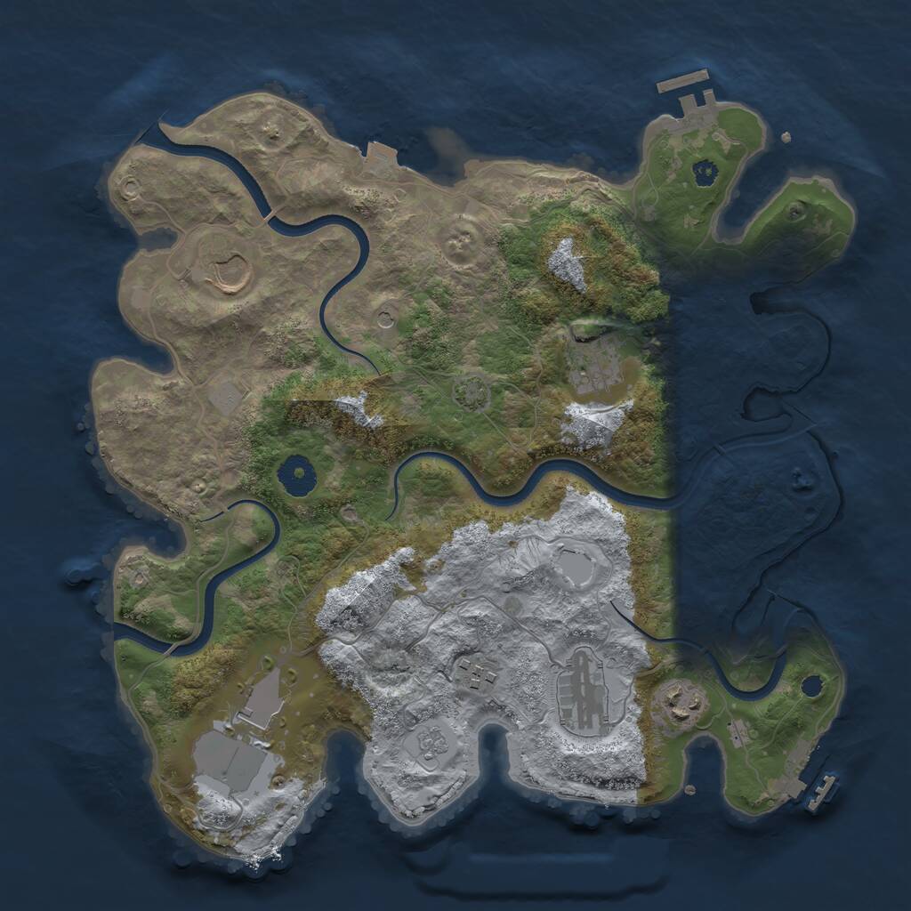 Rust Map: Procedural Map, Size: 3500, Seed: 35937, 12 Monuments