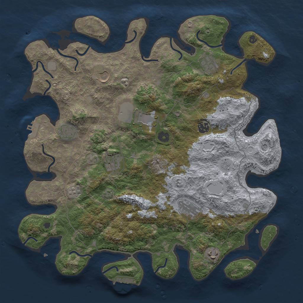 Rust Map: Procedural Map, Size: 4000, Seed: 424592655, 17 Monuments